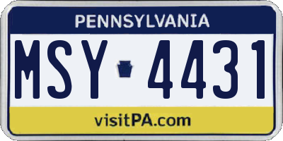 PA license plate MSY4431