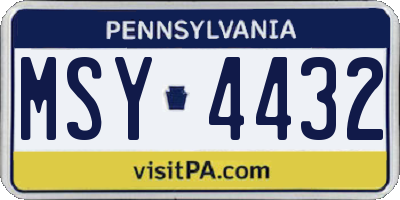 PA license plate MSY4432