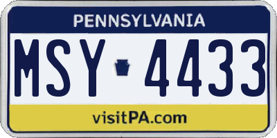 PA license plate MSY4433