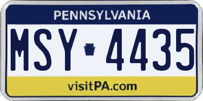 PA license plate MSY4435