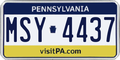 PA license plate MSY4437