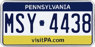 PA license plate MSY4438