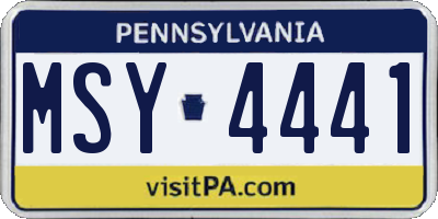 PA license plate MSY4441
