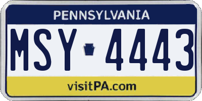 PA license plate MSY4443