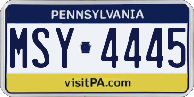 PA license plate MSY4445