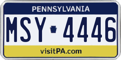 PA license plate MSY4446