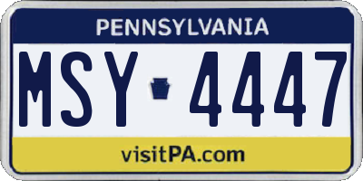 PA license plate MSY4447