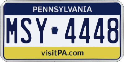 PA license plate MSY4448