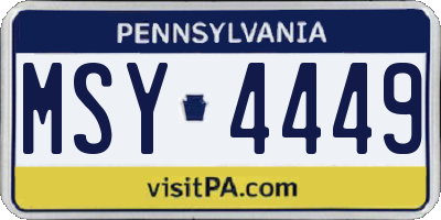 PA license plate MSY4449
