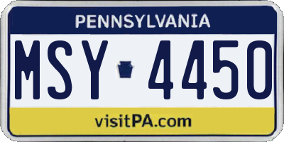 PA license plate MSY4450