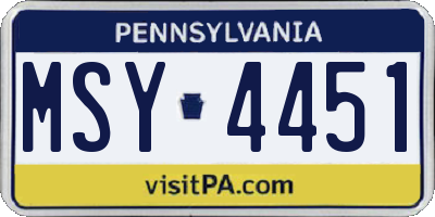PA license plate MSY4451