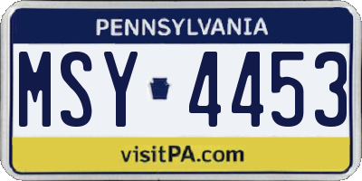 PA license plate MSY4453