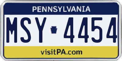PA license plate MSY4454