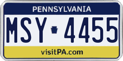 PA license plate MSY4455