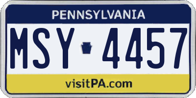 PA license plate MSY4457