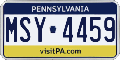 PA license plate MSY4459