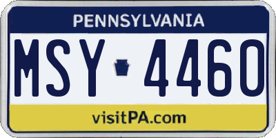 PA license plate MSY4460