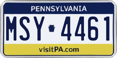 PA license plate MSY4461