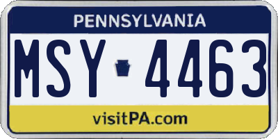 PA license plate MSY4463