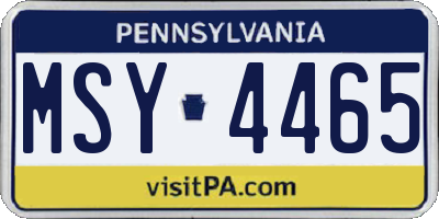 PA license plate MSY4465