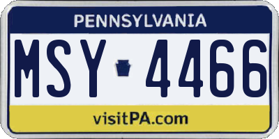 PA license plate MSY4466