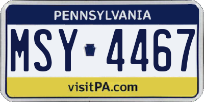 PA license plate MSY4467