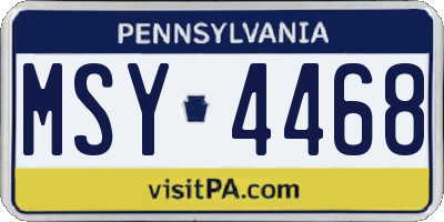 PA license plate MSY4468