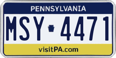 PA license plate MSY4471