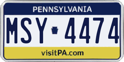 PA license plate MSY4474
