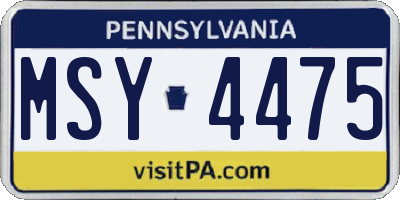 PA license plate MSY4475