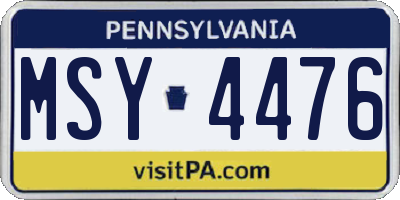 PA license plate MSY4476