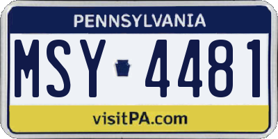 PA license plate MSY4481