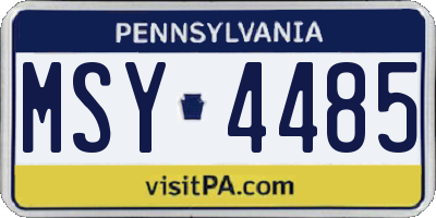 PA license plate MSY4485