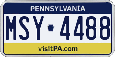 PA license plate MSY4488