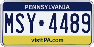 PA license plate MSY4489