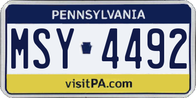 PA license plate MSY4492