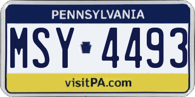PA license plate MSY4493