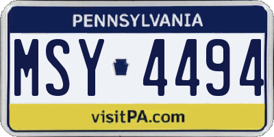 PA license plate MSY4494