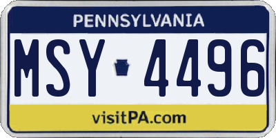 PA license plate MSY4496