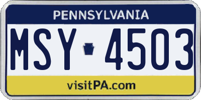 PA license plate MSY4503
