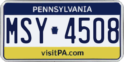 PA license plate MSY4508