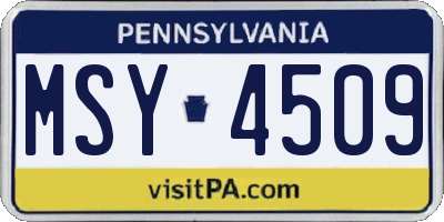 PA license plate MSY4509