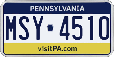 PA license plate MSY4510