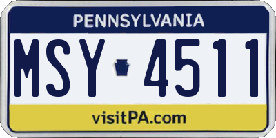 PA license plate MSY4511