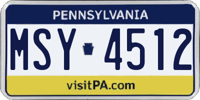 PA license plate MSY4512