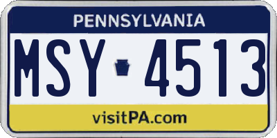 PA license plate MSY4513