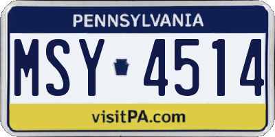 PA license plate MSY4514