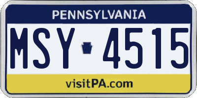 PA license plate MSY4515