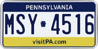 PA license plate MSY4516