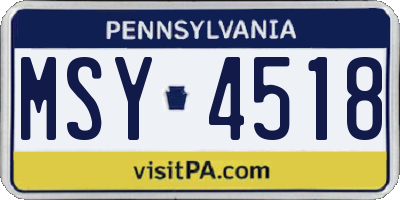 PA license plate MSY4518
